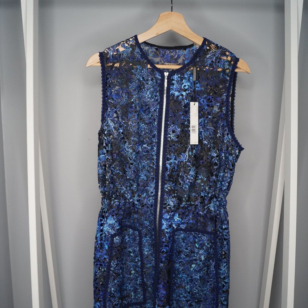 Elie Tahari Chloe Long Lace Vest Dress Sz M